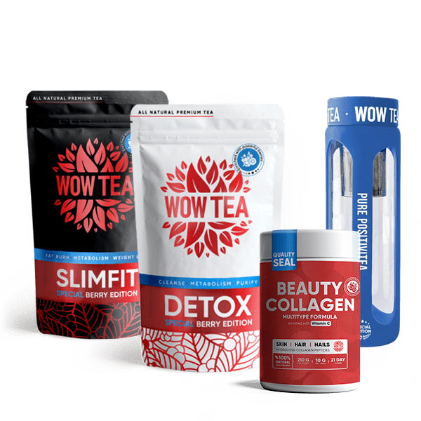 Berry Detox Tea + Berry Slimfit Tea + Collagen + Special Blue Tea Infuser Bottle
