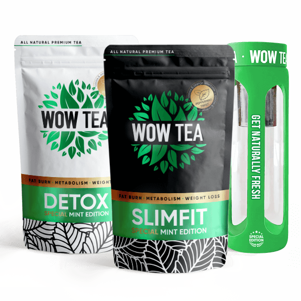 Mint Detox Tè + Mint SlimFit Tè + Bottiglia Verde