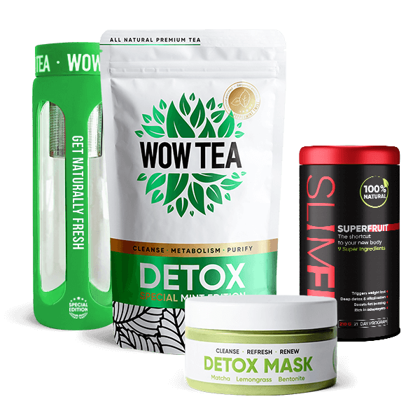 Maska Detox + Miętowa herbata + Butelka na herbatę (Zielony) + Slimfit Superfruit