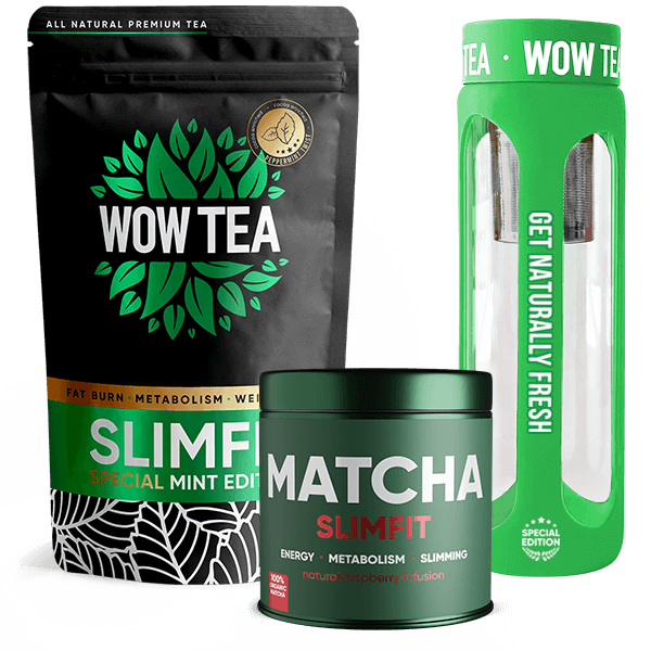 Premium Matcha Slimfit + Mint Slimfit Tea + Green Tea Infuser Bottle