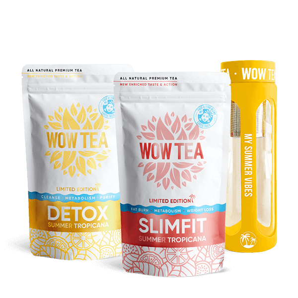 Summer Detox Tea + Summer Slimfit Tea + Sticlă de ceai (Galbenă)