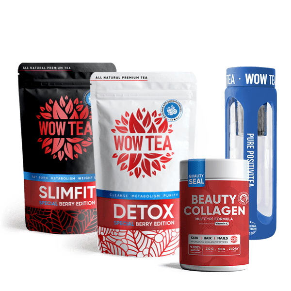 Berry Detox Tea + Berry Slimfit Tea + Collagen + Special Blue Tea Infuser Bottle